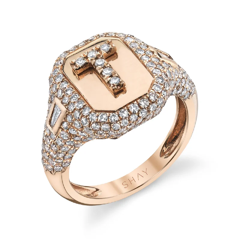 Get The Best Deals On Timeless Jewelry Pieces Stylish Savings DIAMOND PAVE INITIAL PINKY RING