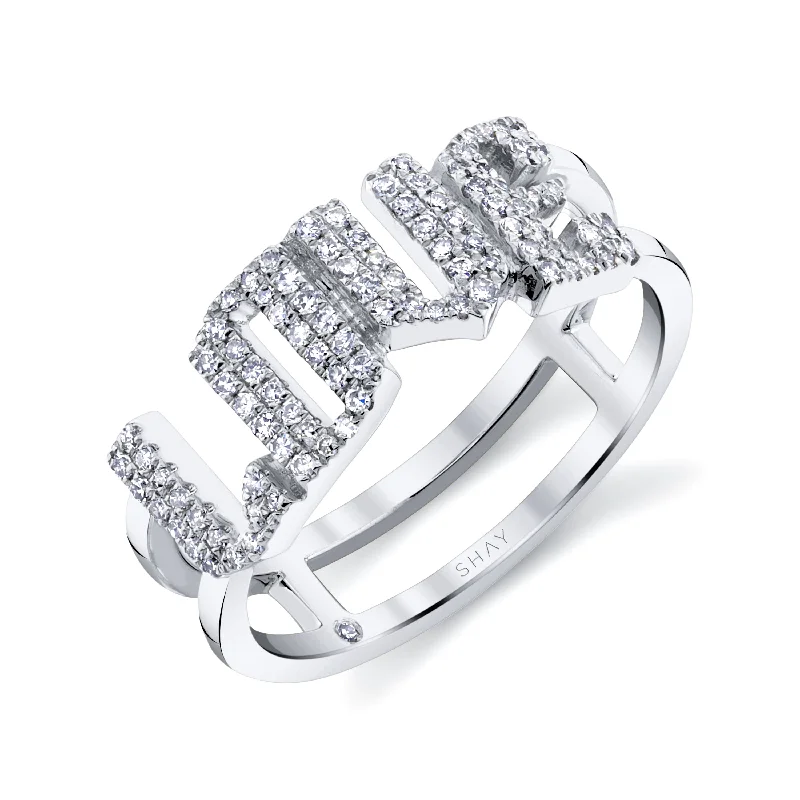 Exclusive Online Jewelry Sale – Don't Wait The Latest Fashion Trends DIAMOND PAVE PERSONALIZED STACKED 4 LETTER RING