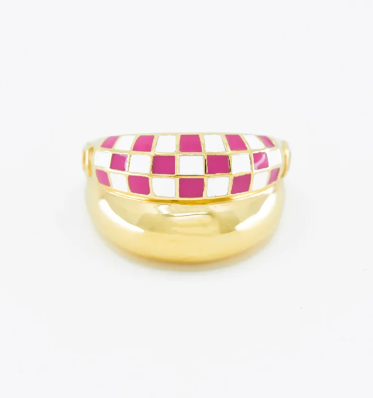 Unmissable Deals On Handmade Jewelry Collections Sale Event, Prices Rock Double Checker Ring - Pink And White