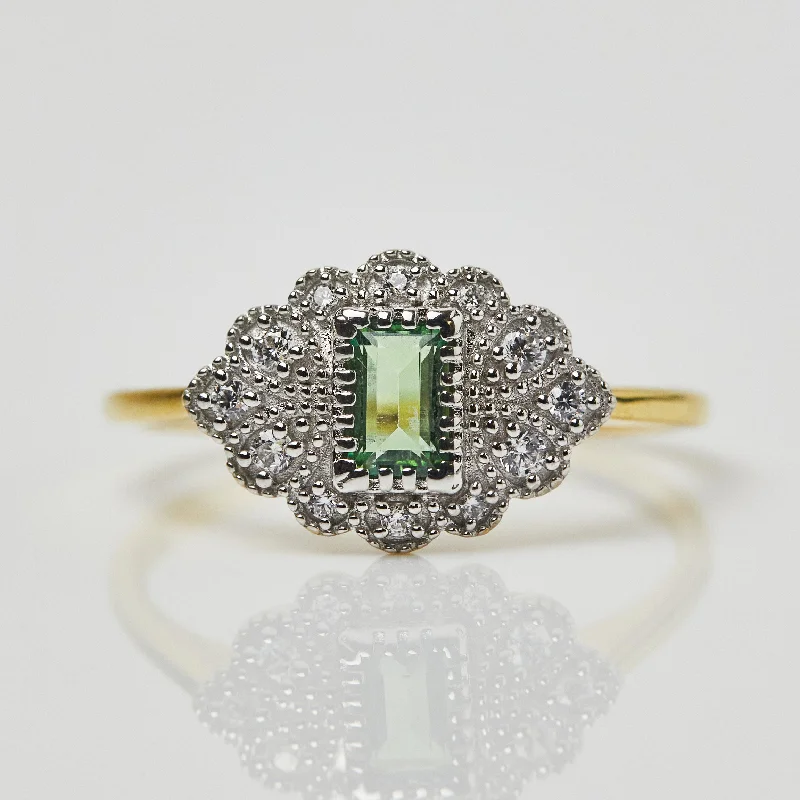 Exclusive Jewelry Sale – Sparkle For Less Fashion Sale Fern Green Topaz Vintage Ring