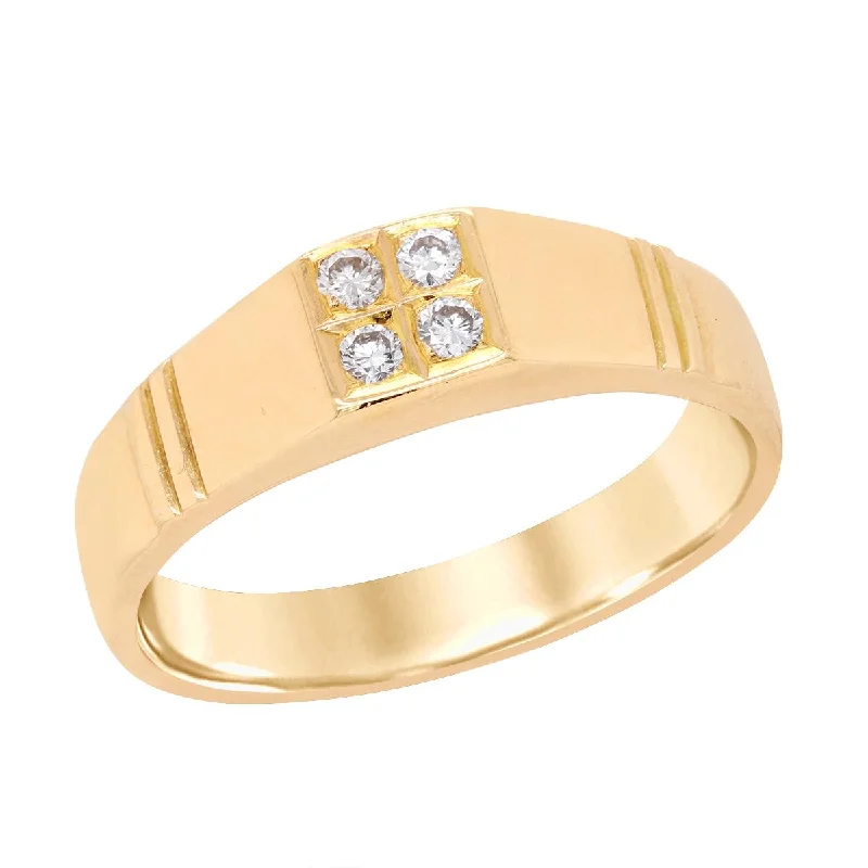 The Perfect Jewelry Piece At The Perfect Price MENS YELLOW GOLD FASHION RING WITH 4 DIAMONDS, 1/7 CT TW