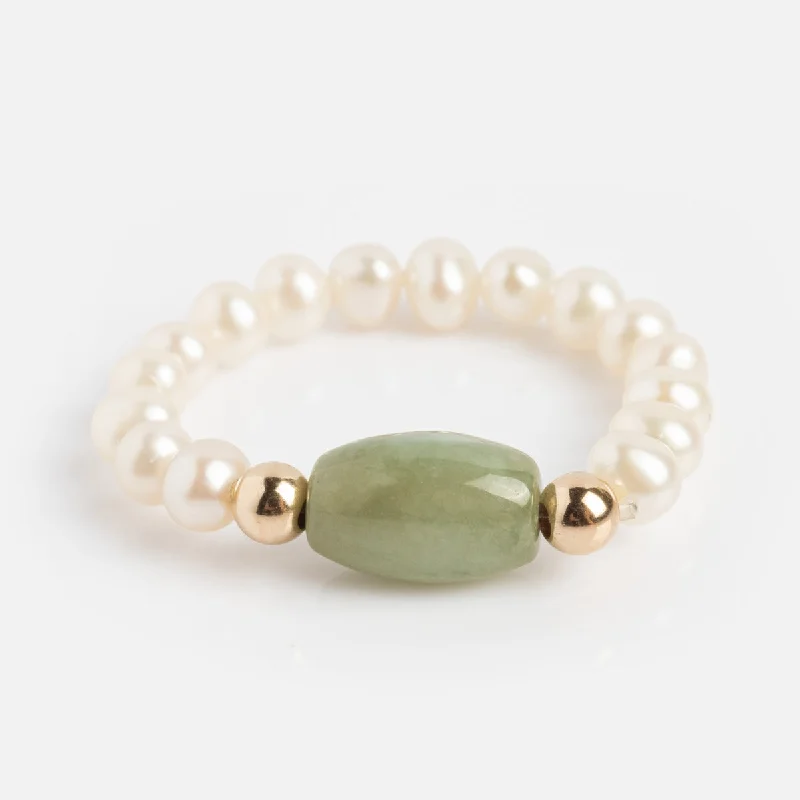 Bohemian-Inspired Jewelry For Free-Spirited Fashion Casual Chic Deals Isa Jade and Pearl Stretch Ring