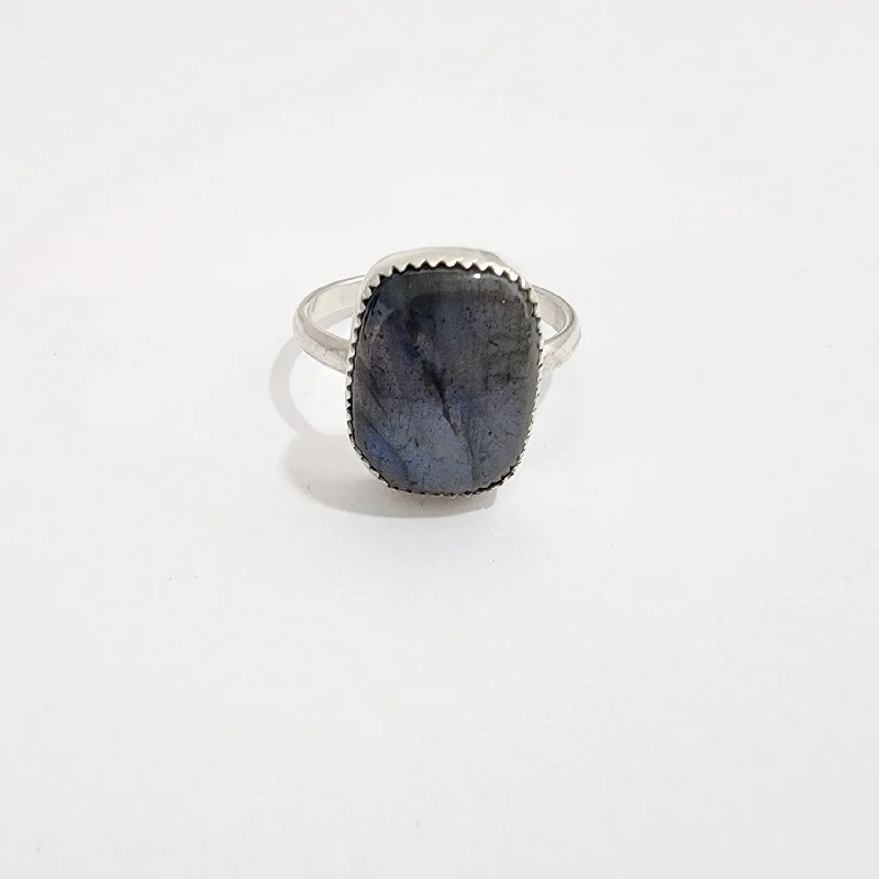 Flash Sale On Stunning Jewelry – Don't Miss Out Laid-Back Fashion Offers Labradorite Rectangle Ring in Sterling Silver - Size 10