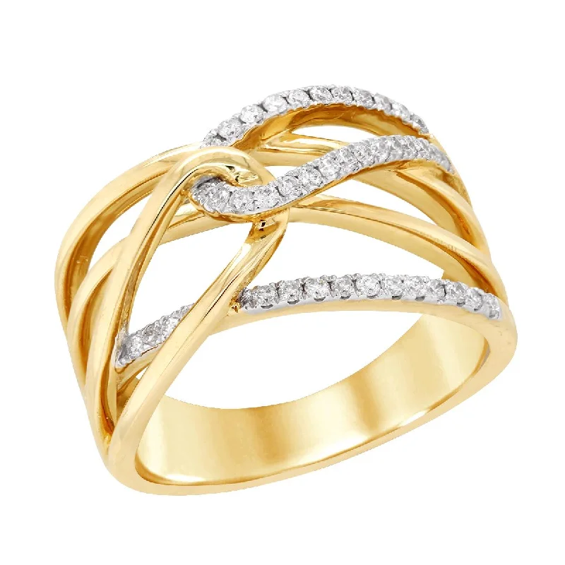 Jewelry Sale Alert – Shop Timeless Elegance Today MODERN YELLOW GOLD SPLIT SHANK FASHION RING WITH ROUN DIAMONDS, .26 CT TW