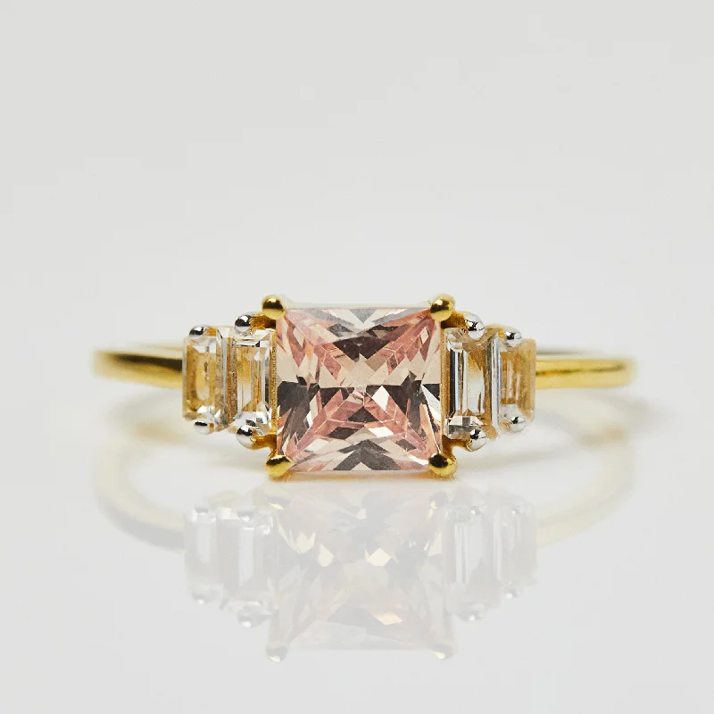 Seasonal Jewelry Deals – Elevate Your Style Elegant Style Morganite and White Topaz Deco Ring