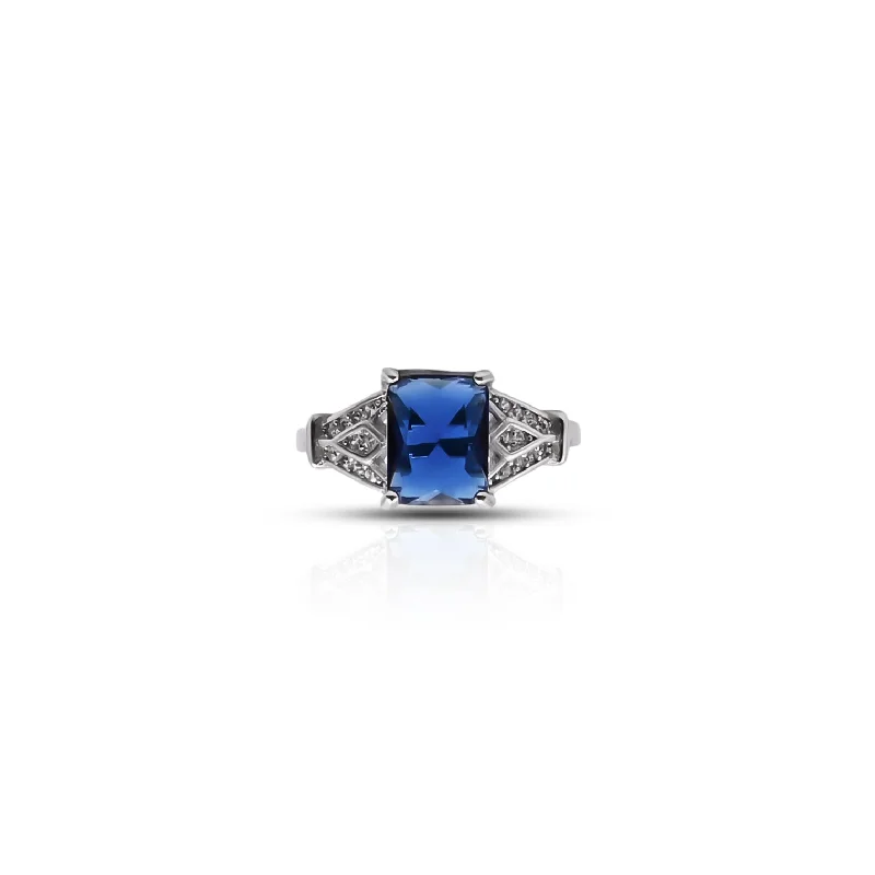 Don't Miss Our Biggest Jewelry Sale Of The Season Style Without Limits Rectangle Blue Gemstone Silver Ring