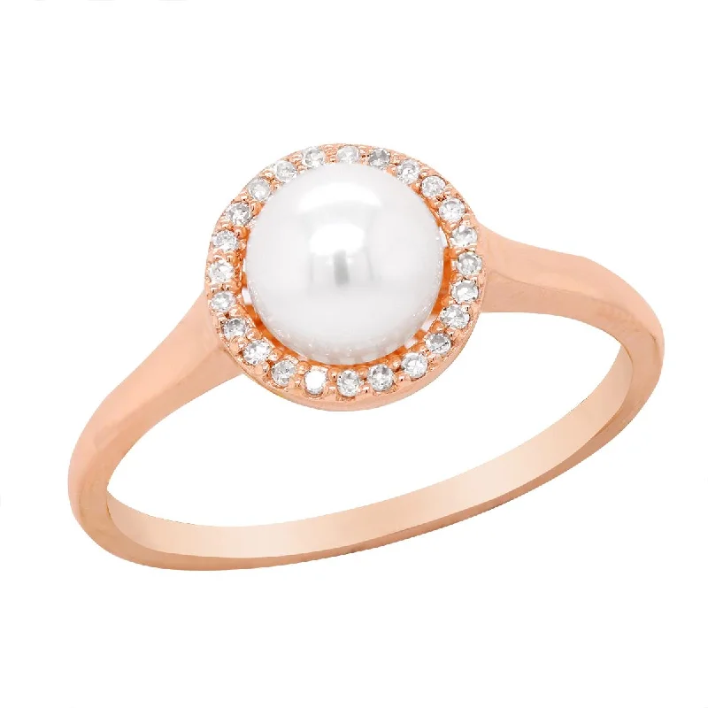 Must-Have Jewelry Pieces At Reduced Prices ROSE GOLD AND PEARL FASHION RING, .08 CT TW