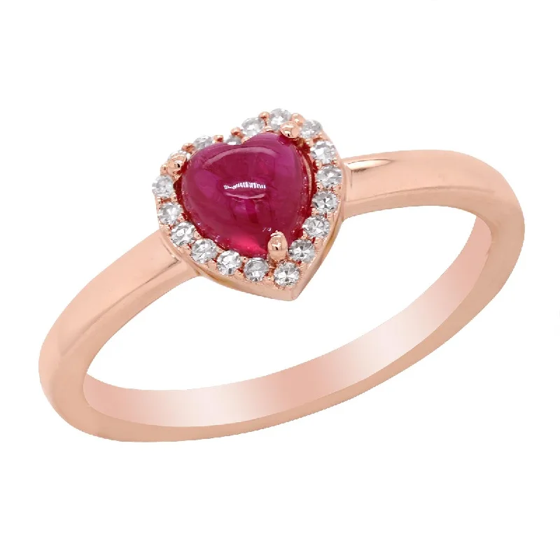 Romantic Heart-Shaped Jewelry For Special Gifts ROSE GOLD FASHION RING WITH HEART SHAPED CABOCHON