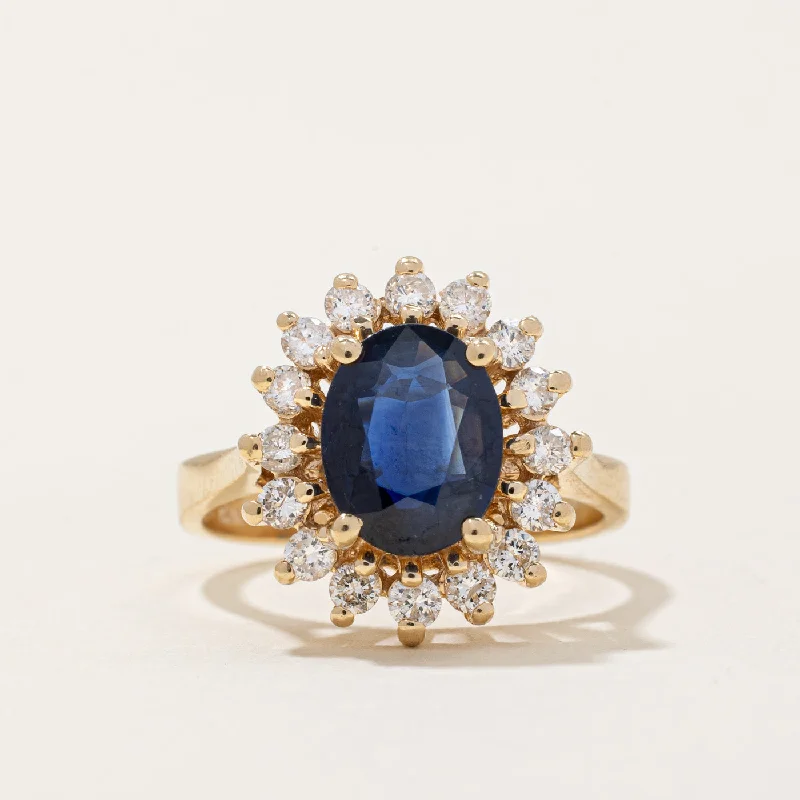 Limited-Time Offer On Elegant Jewelry Pieces Ends Soon Sapphire & Diamond Halo Ring | 1.60ct, 0.48ctw | SZ 5 |