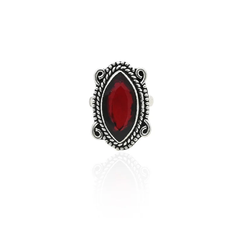 High-Quality Jewelry At A Fraction Of The Cost Sophisticated Style Offers Silver Dark Red Gemstone Ring