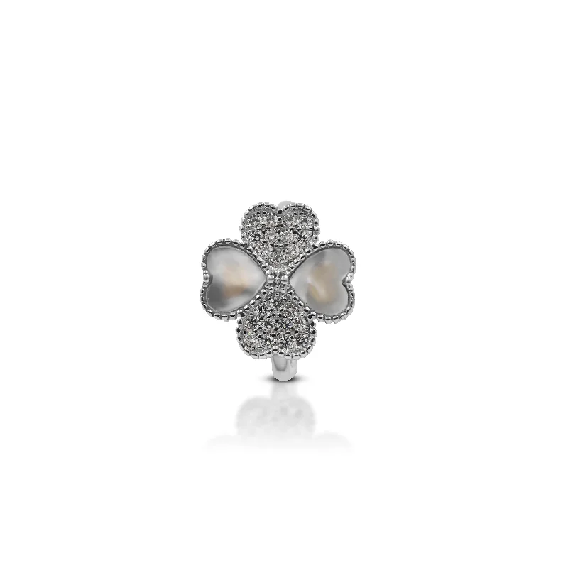 Shop Handcrafted Jewelry At Special Promotional Rates Unleash Your Trend Driven Style Silver Four Clover CZ Gem Stone Ring for Girls