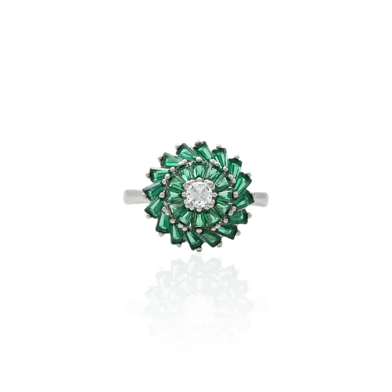 Limited-Time Jewelry Sale – Elegant Styles At Less Trendy Street Style Silver Glorious Green Flower Ring