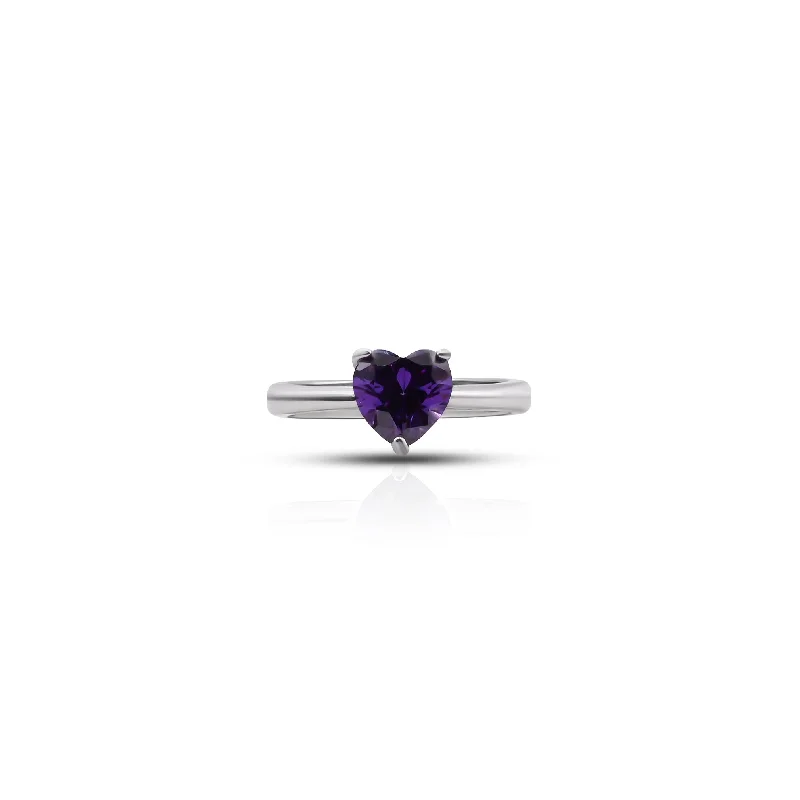 High-Quality Jewelry At A Fraction Of The Cost Mega Sales Silver Heart Shape Purple Stone Ring