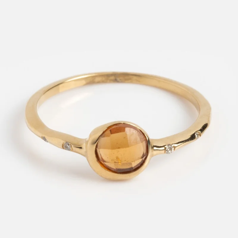 Exclusive Jewelry Offers – Shine For Less Vintage-Modern Style Offers Solid Gold Orange Garnet and Diamond Dusk Ring