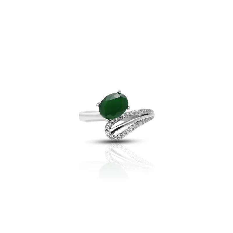 Gorgeous Jewelry, Limited-Time Savings The Good Stuff Sterling Silver Oval Green Gem Sinuous Ring for Girls