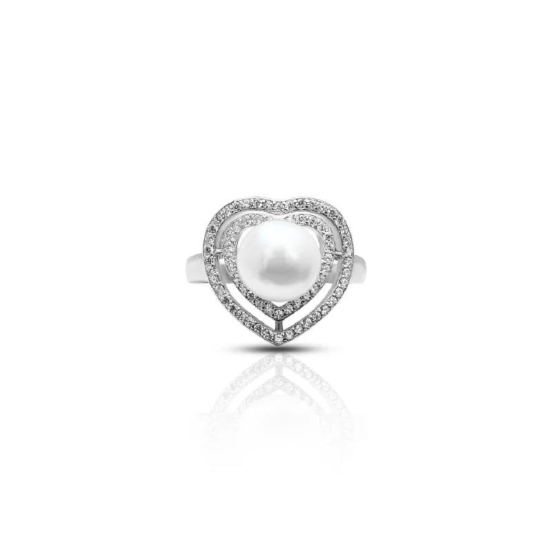 Shop Signature Jewelry Styles At Exclusive Prices Sterling Silver "Pearl in the Heart" Ring for Women