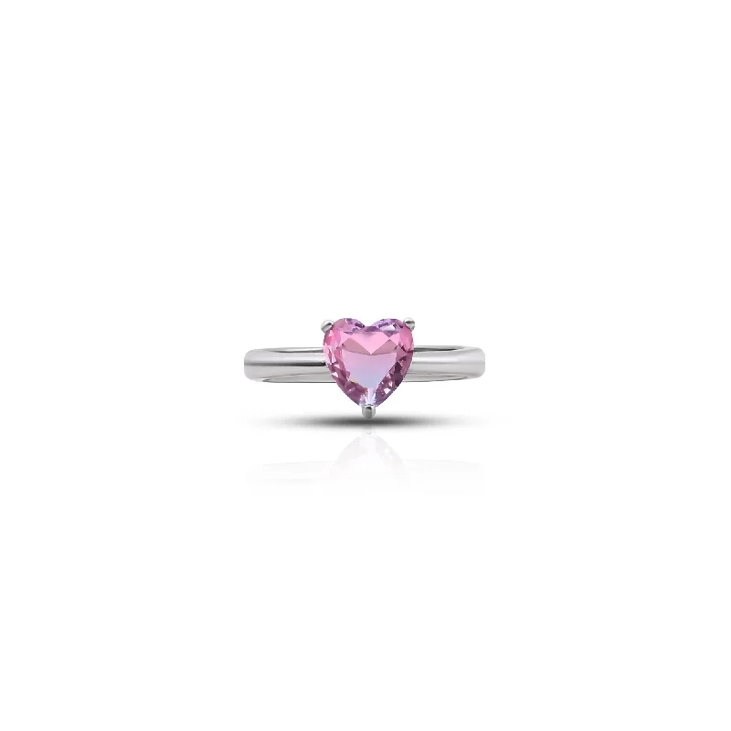 Elegant Jewelry, Affordable Luxury – Shop Now Season Offer Sterling Silver Pink Heart Zircon Ring