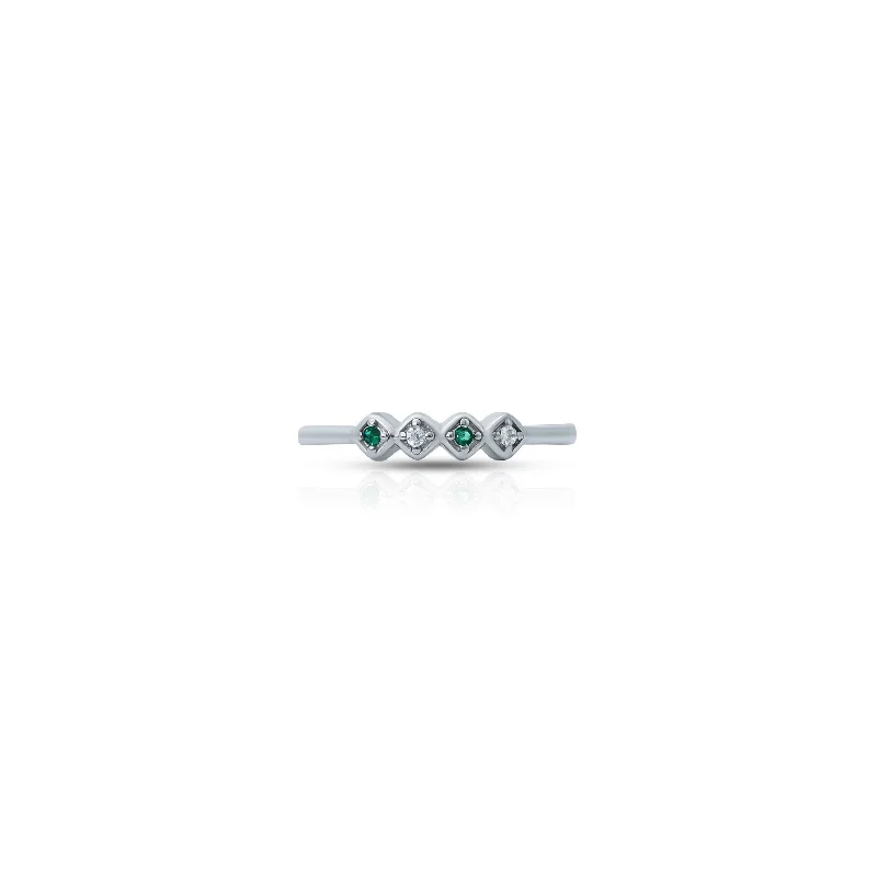 Accessorize For Less – Luxury Jewelry At Affordable Prices Chic And Edgy Sterling Silver Ring Featuring Alternating Green and White Stones