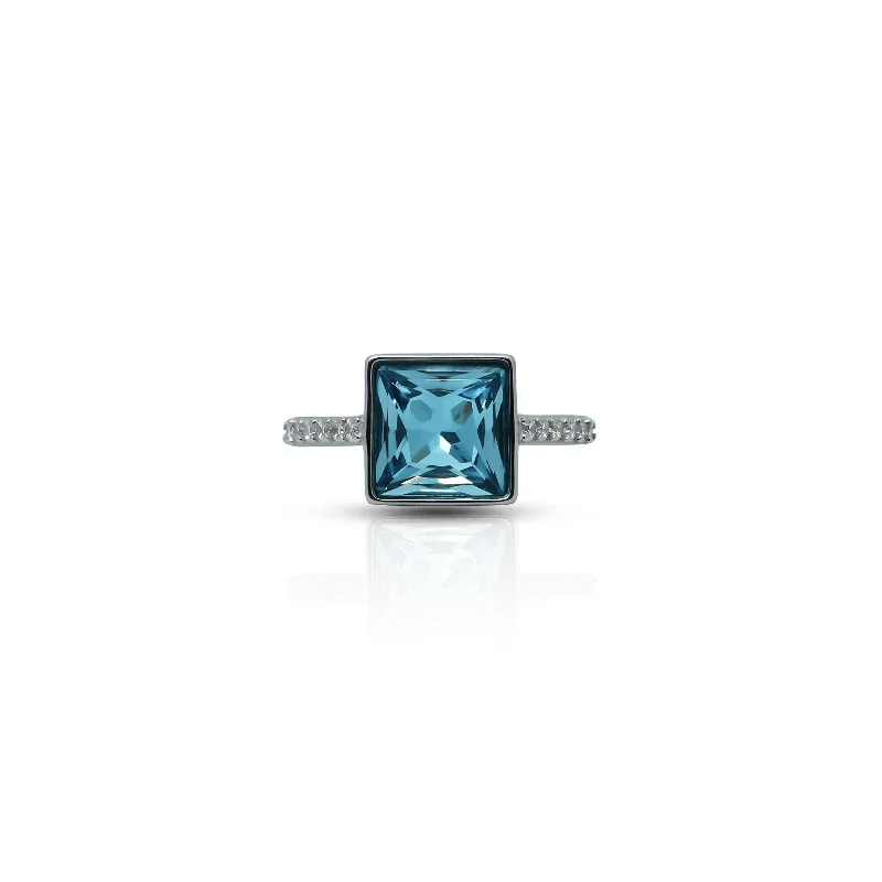 Grab Exquisite Jewelry At The Lowest Prices Sustainable Fashion Extravaganza Sterling Silver Square Cut Sky-Blue Gemstone Ring for Her