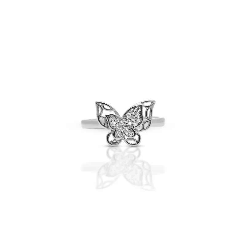 Fashion-Forward Jewelry At Exclusive Discounts Step Ahead, Lead The Trend Sterling Silver Unique Butterfly Design Ring for Girl