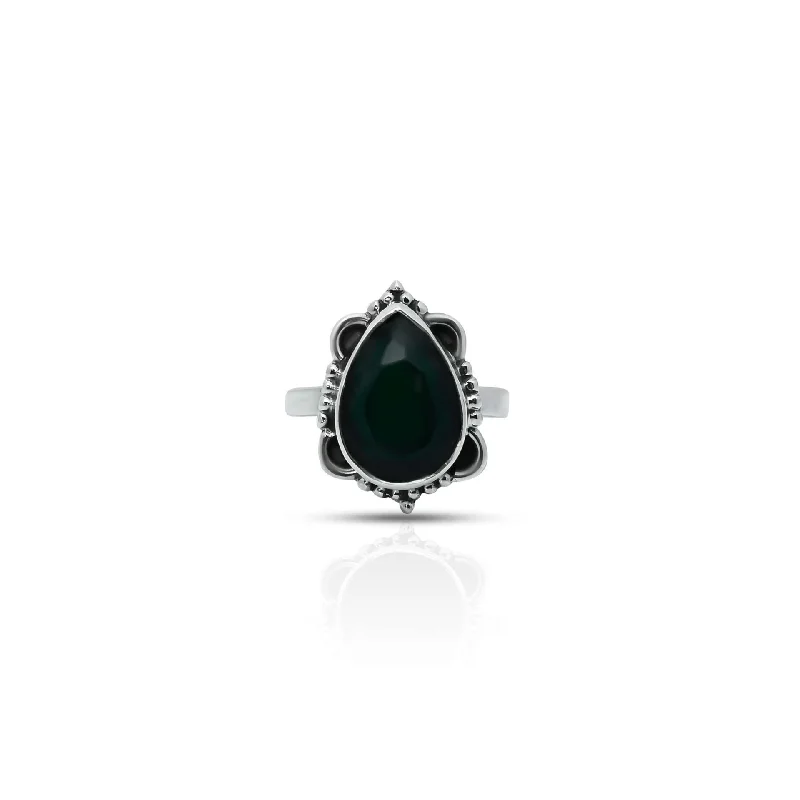 Stunning Jewelry At A Fraction Of The Price Sterling Silver Vintage Design with Drop Shape Green Gem Stone Ring for Girls