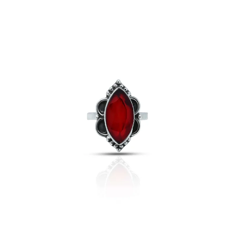 Exclusive Jewelry Sale Event – Shop Now Sterling Silver Vintage Design with Rhombus Shape Red Gem Stone Ring for Girls