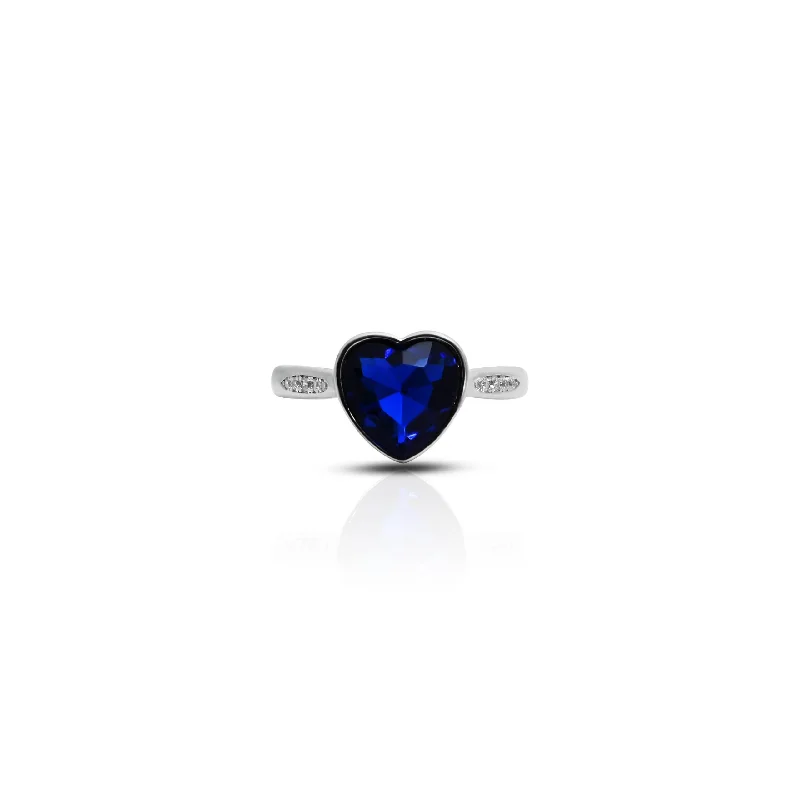 Sparkle More For Less – Jewelry Sale Happening Now Limited Stock Sterling Silver "Winter Love" Heart-Cut Blue Stone Ring for Her