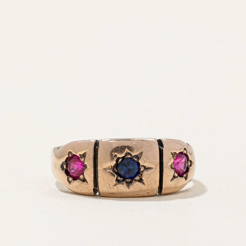 Premium Jewelry Now Available At Special Discounts Quick Grab Deals Antique Synthetic Sapphire & Ruby Starburst Ring | 0.40ctw | SZ 6 |