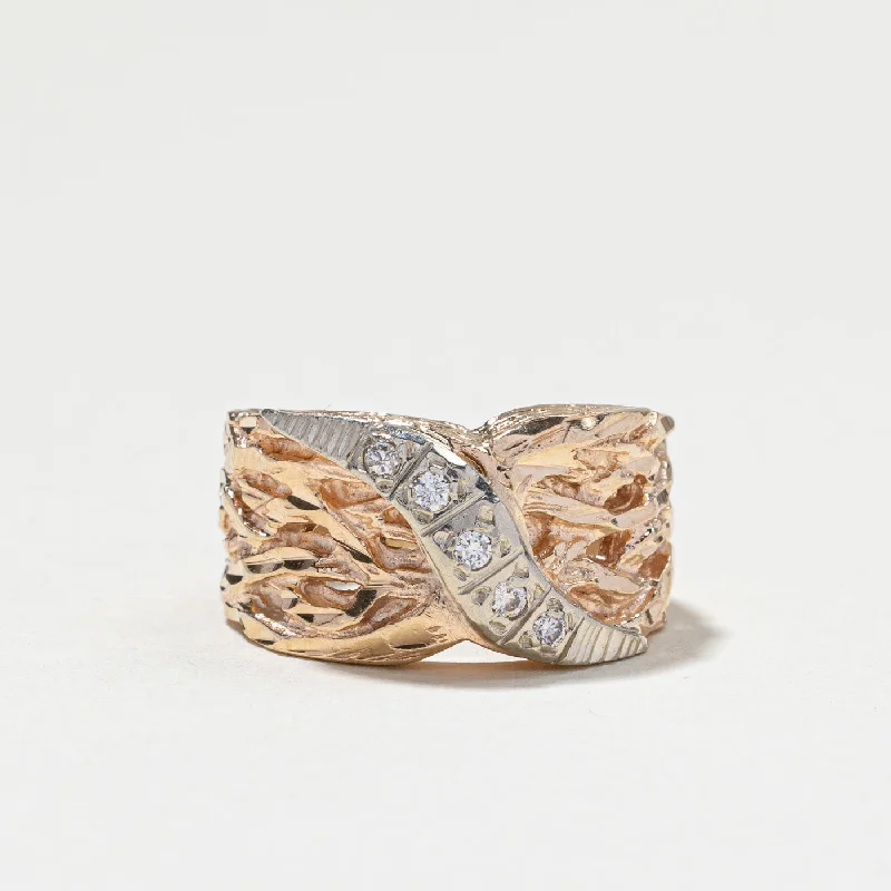 Final Call For Exquisite Jewelry At Reduced Rates Textured Diamond Wide Ring | 0.10ctw | SZ 6.25 |