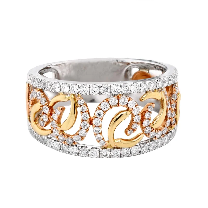 Jewelry Flash Sale – Stylish Designs At Unbeatable Rates TRI-TONE GOLD FASHION RING WITH 103 DIAMONDS, .69 CT TW