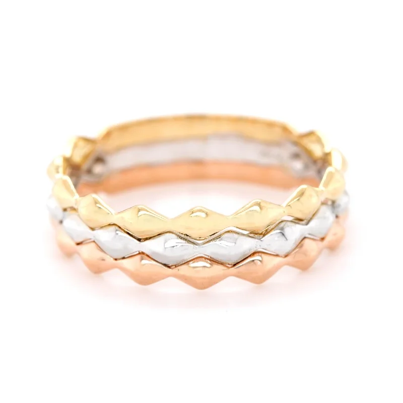 Elegant Jewelry, Affordable Luxury – Shop Now TRI-TONE GOLD TRIPLE BAND FASHION RING