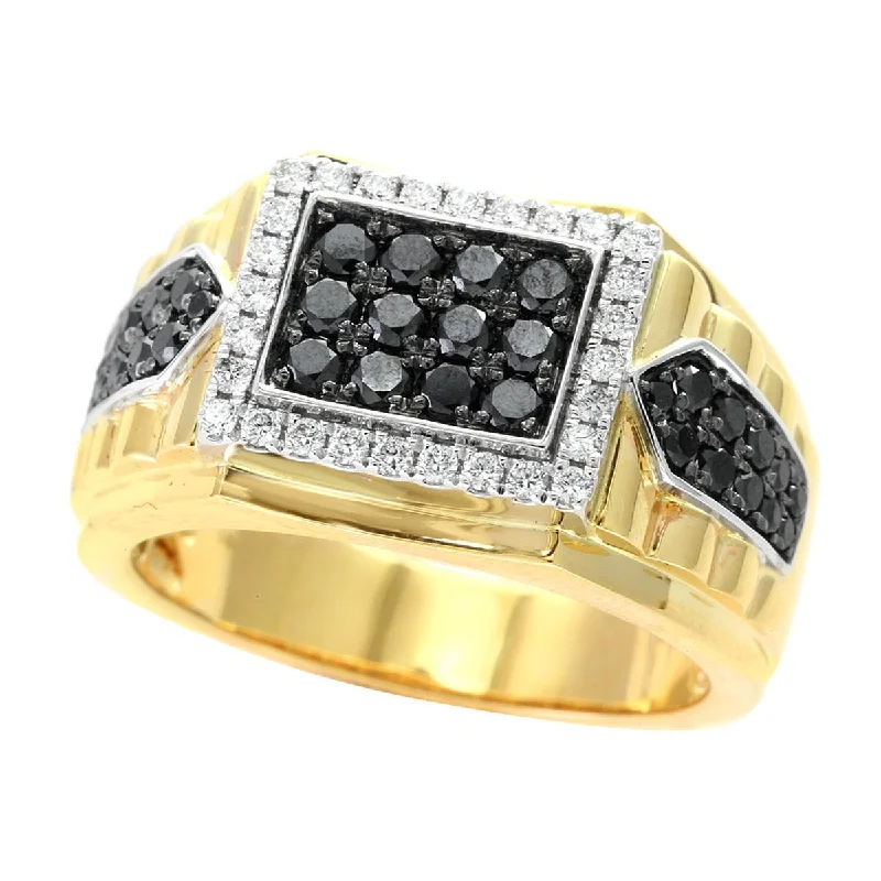 Grab Your Favorite Jewelry At The Lowest Prices TWO-TONE GOLD MENS FASHION RING WITH BLACK AND WHITE DIAMONDS, 1.07 CT TW