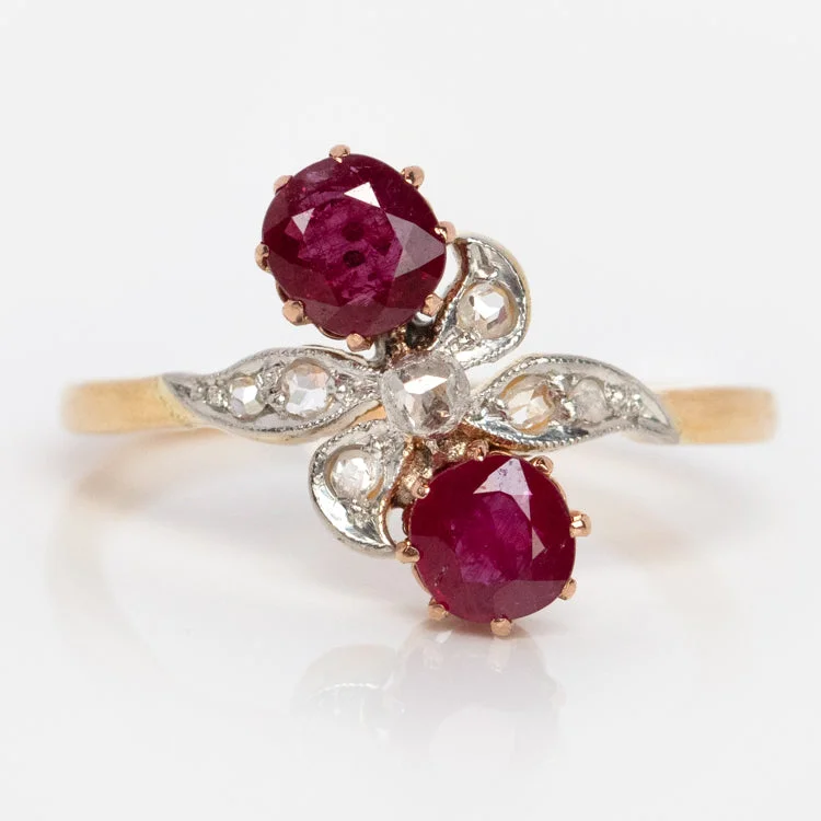 Best Jewelry Deals – Shop Premium Pieces At Great Prices Must Haves Vintage 14k Milgrain Ruby and Diamond Crossover Ring Size 5.5