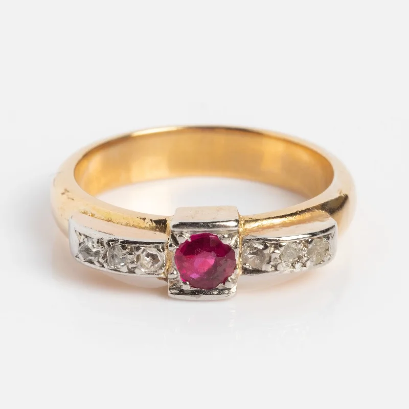 Make Your Outfit Shine With Discounted Jewelry Huge Price Cut Vintage 18k Ruby and Diamond Ring