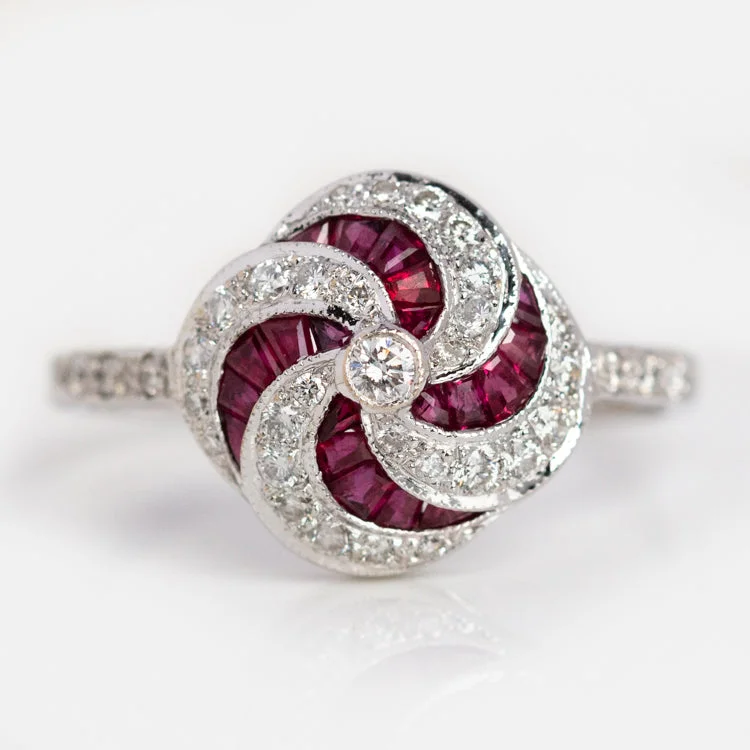 Chic, Trendy, And Affordable Jewelry Sale Shop The Hottest Deals Vintage 18k White Gold Ruby and Diamond Cluster Ring Size 7