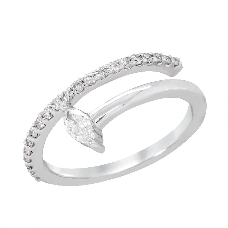 Stunning Jewelry At Even More Stunning Prices WHITE GOLD FASHION RING WITH MARQUISE AND ROUND DIAMONDS, .38 CT TW