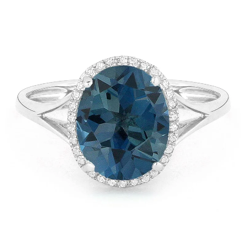 Glamorous Jewelry, Glamorous Deals – Shop Now WHITE GOLD FASHION RING WITH OVAL CUT LONDON BLUE TOPAZ, .10 CT TW