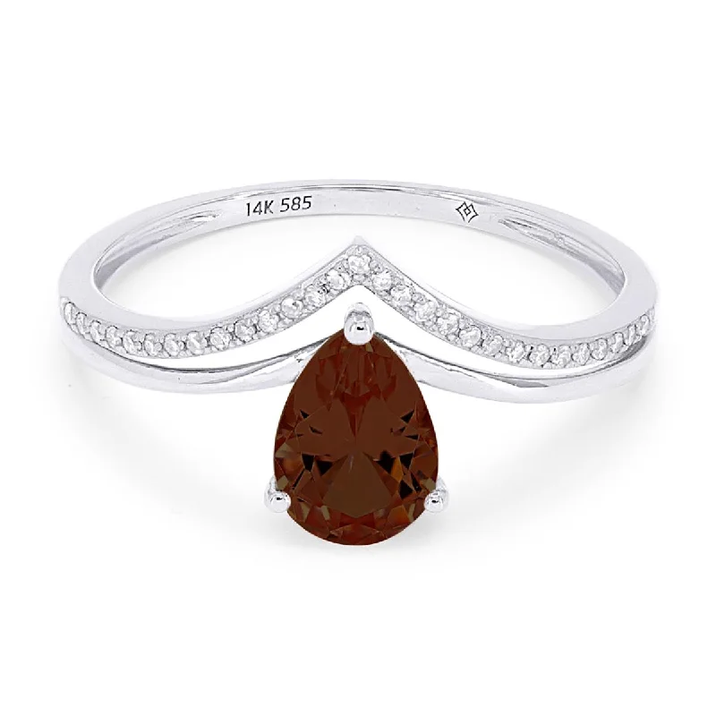 Limited-Time Jewelry Discounts – Shine Without The Splurge WHITE GOLD FASHION RING WITH PEAR SHAPED GARNET, .07 CT TW