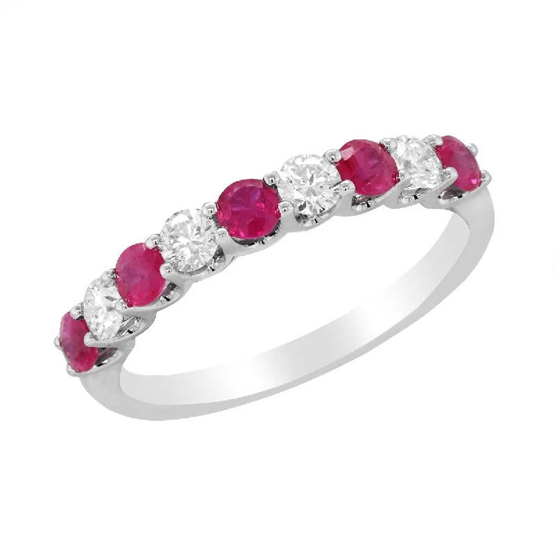 Elegant Jewelry Pieces At Unbelievable Prices WHITE GOLD FASHION RING WITH RUBIES AND DIAMONDS, .36 CT TW