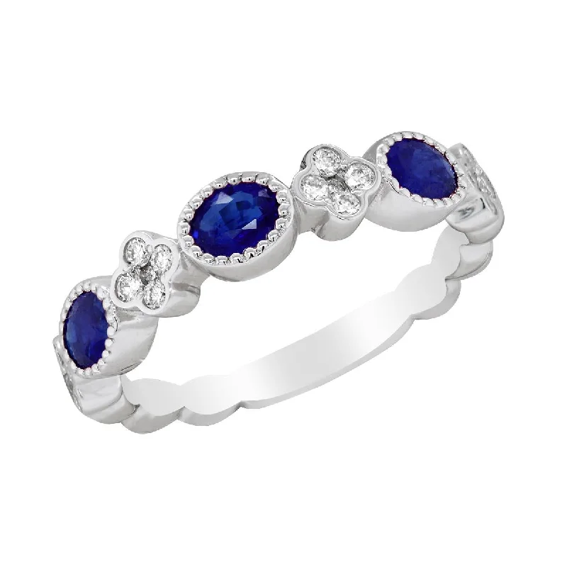 Shop Stylish Jewelry Now And Save Big WHITE GOLD FASHION RING WITH SAPPHIRES AND DIAMONDS, .19 CT TW