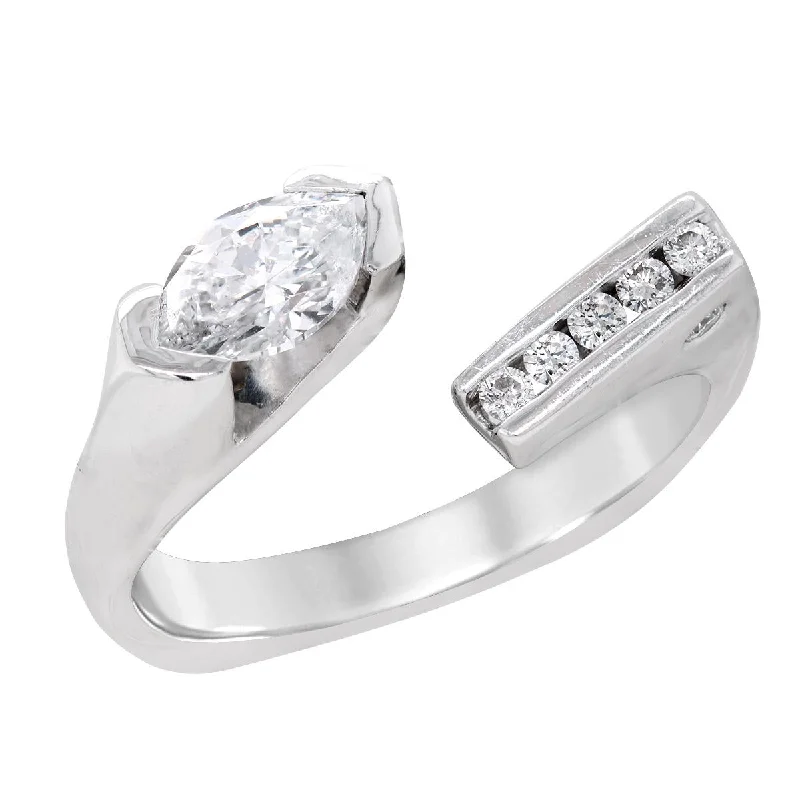 The Biggest Jewelry Sale Of The Year Is Here WHITE GOLD OPEN FASHION RING WITH MARQUISE AND ROUND DIAMONDS, .94 CT TW