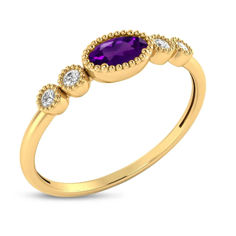 Buy More, Save More – Special Jewelry Discounts YELLOW GOLD AMETHYST AND DIAMOND RING