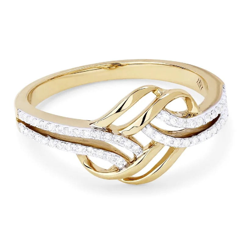 High-End Sparkle, Low-End Prices – Jewelry Sale Live MODERN YELLOW GOLD AND DIAMOND LOVE KNOT RING, 1/7 CT TW