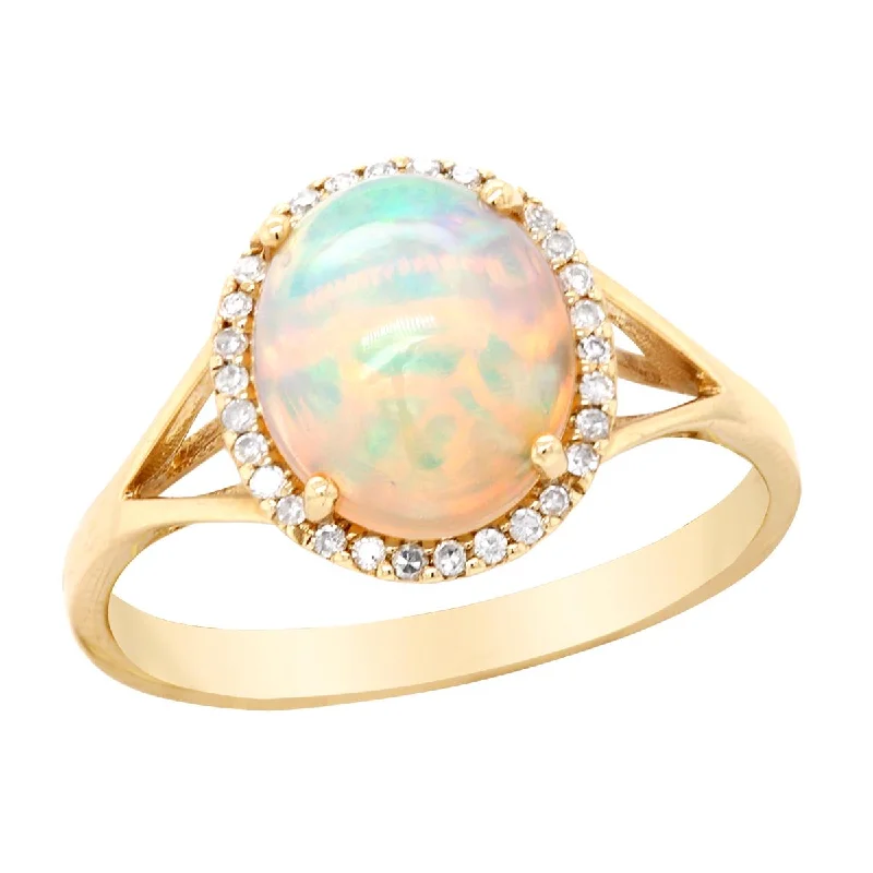 The Perfect Accessory For Less – Jewelry Sale Live YELLOW GOLD AND OPAL FASHION RING WITH 30 SIDE DIAMONDS, .10 CT TW