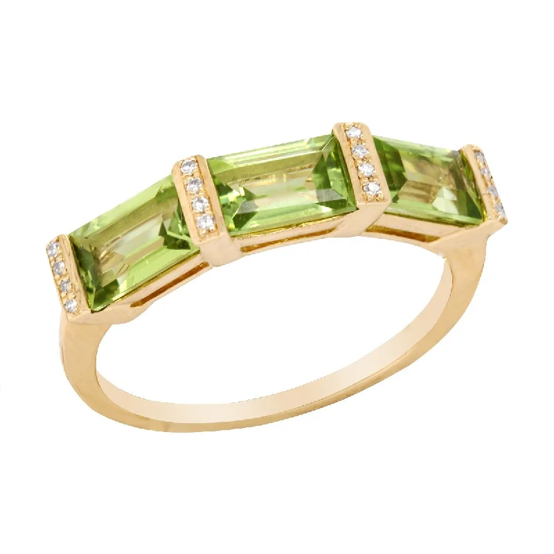 Grab Exquisite Jewelry At The Lowest Prices EMERALD-CUT PERIDOT AND DIAMOND RING