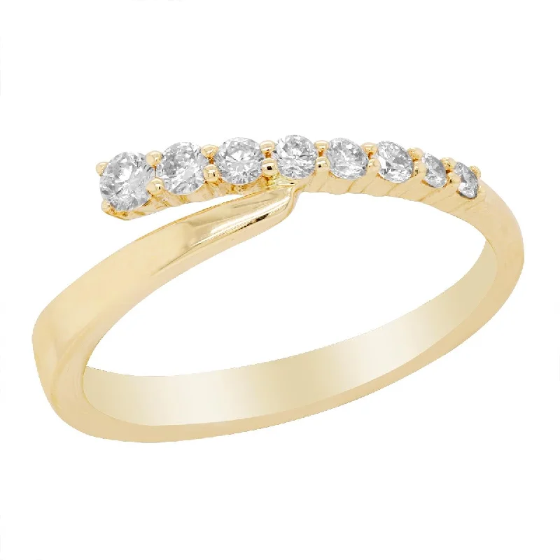 Buy More, Save More On Stunning Jewelry Pieces YELLOW GOLD BYPASS STYLE FASHION RING WITH 8 ROUND DIAMONDS, .24 CT TW