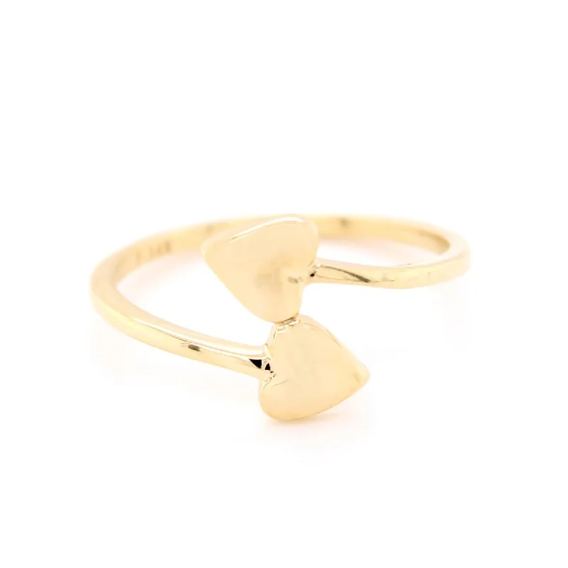 Save On Luxury Jewelry Pieces – Limited-Time Offers YELLOW GOLD DOUBLE HEART BYPASS STYLE RING