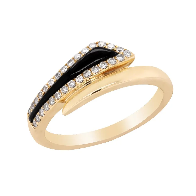 Buy More, Save More On Stunning Jewelry Designs YELLOW GOLD FASHION RING WITH BLACK ONYX AND DIAMONDS, .18 CT TW