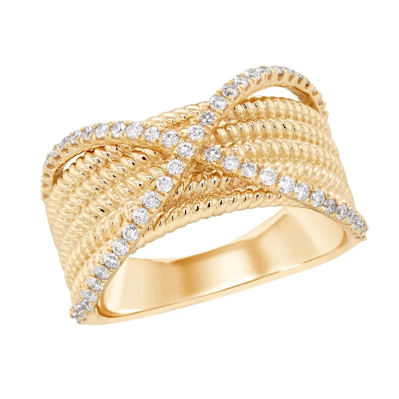 Best Jewelry Deals – Shop Premium Pieces At Great Prices YELLOW GOLD FASHION RING WITH CRISS CROSS DIAMONDS, 3/8 CT TW