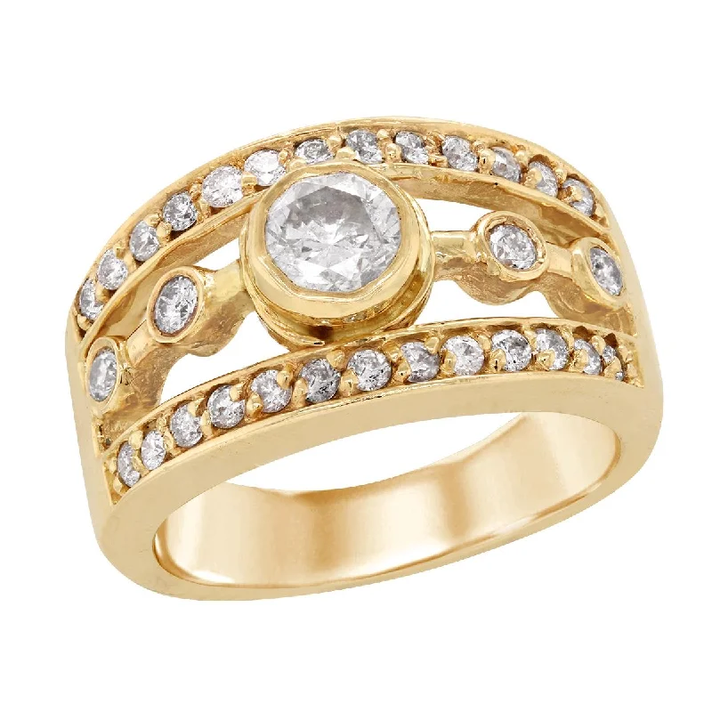 Must-Have Jewelry Pieces At Reduced Prices YELLOW GOLD FASHION RING WITH SPLIT SHANK AND DIAMONDS, 1 5/8 CT TW